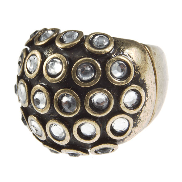 Wholesale gold adjustable band ring small grommets crystal rhinestone insets