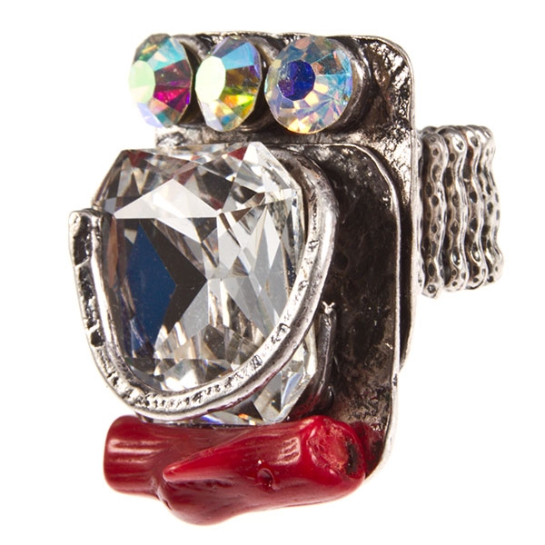 Wholesale silver stretch band artisan ring large wrapped quadrillion set upon ag