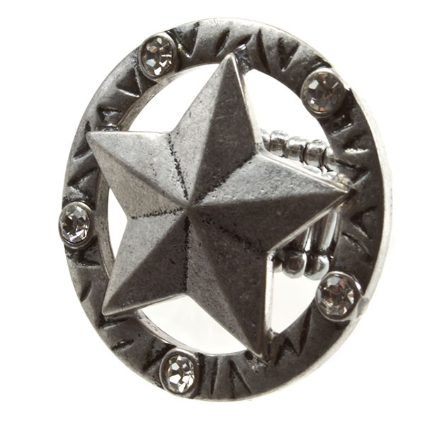 Wholesale silver stretch band ring medallion star crystal rhinestones