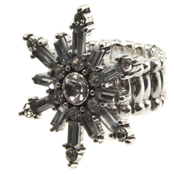 Wholesale silver stretch band ring star crystal rhinestones