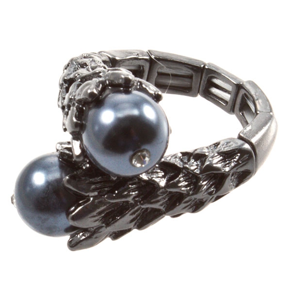 Wholesale hematite wrap stretch band ring pearl beads