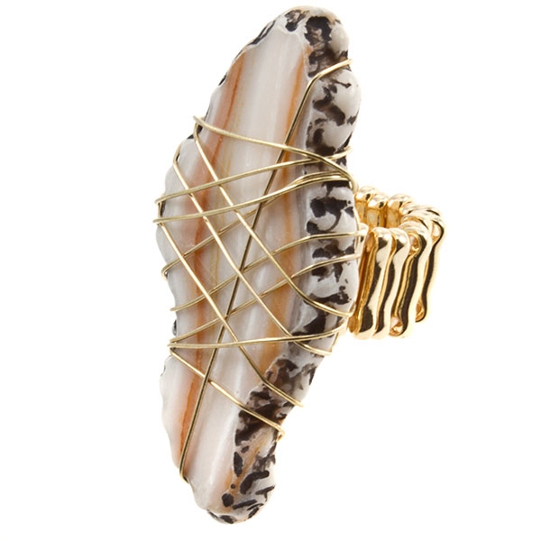 Wholesale gold stretch band ring gold wire white Stone