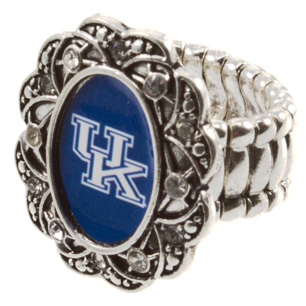 Wholesale silver toned stretch band ring crystal rhinestones surrounding Kentuck