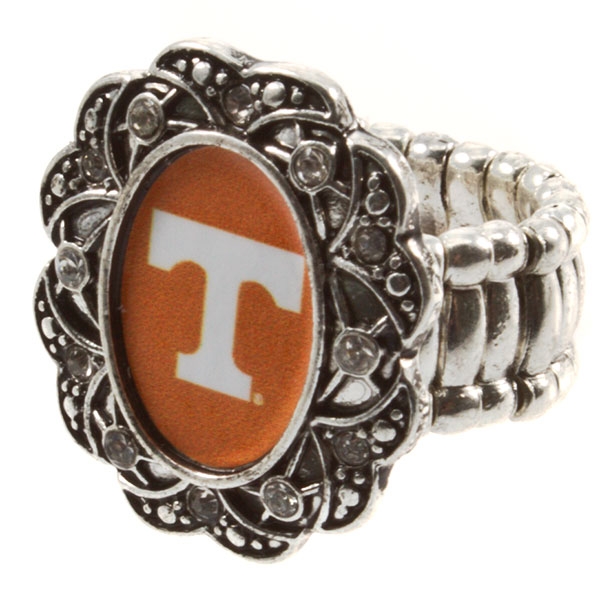 Wholesale silver toned stretch band ring crystal rhinestones surrounding Tenness