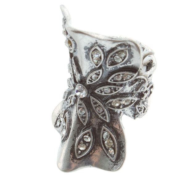 Wholesale large silver stretch band ring inches long crystal rhinestones
