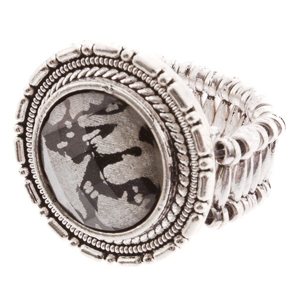 Wholesale silver stretch band ring animal print