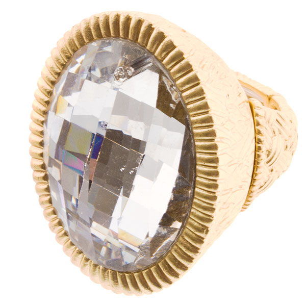 Wholesale gold stretch band ring inset faceted crystal
