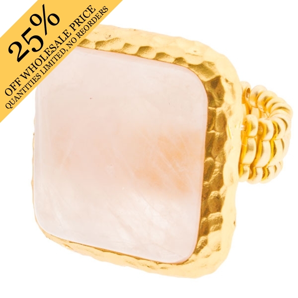 Wholesale polished gold stretch band ring mother pearl inset stone