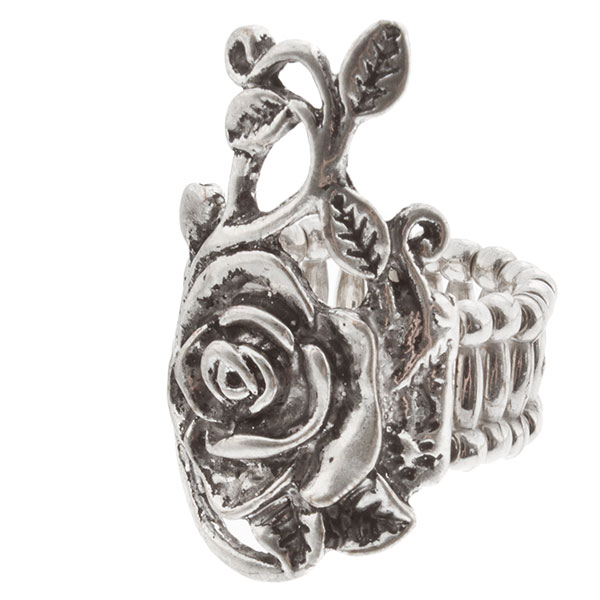 Wholesale silver stretch band ring inch rose floral vine measuring inches