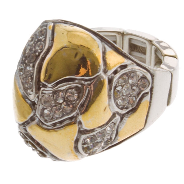Wholesale smooth gold domed stretch ring polished silver crystal rhinestones an