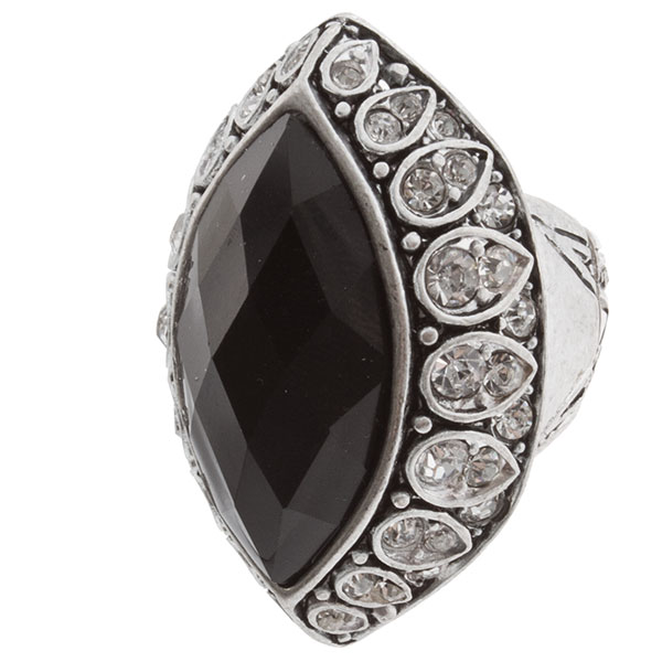 Wholesale large oblong silver smooth stretch band ring crystal rhinestones withi