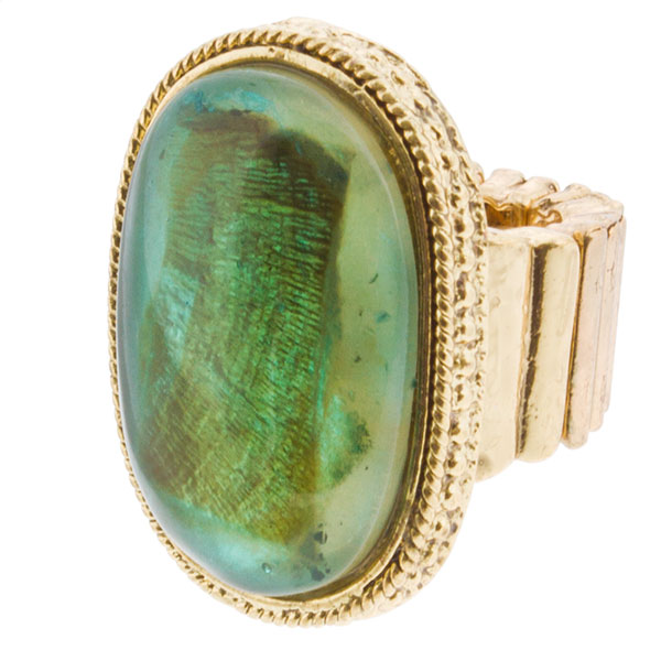 Wholesale gold stretch ring dramatic point rich hues opalescent turquoise amber