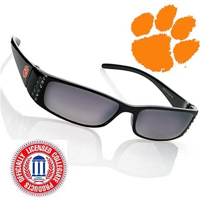 Wholesale black Fashion Frame Sunglasses Faux Jewels Clemson University Logo Off