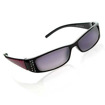 Wholesale black Frame Fashion Sunglasses Faux Diamonds Fuchsia Zebra Print