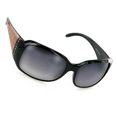 Wholesale black Frame Fashion Sunglasses Faux Diamonds Orange Zebra Print