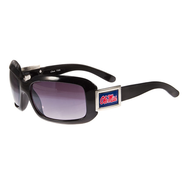 Wholesale ole Miss Classic large frame polished black sunglasses black lenses